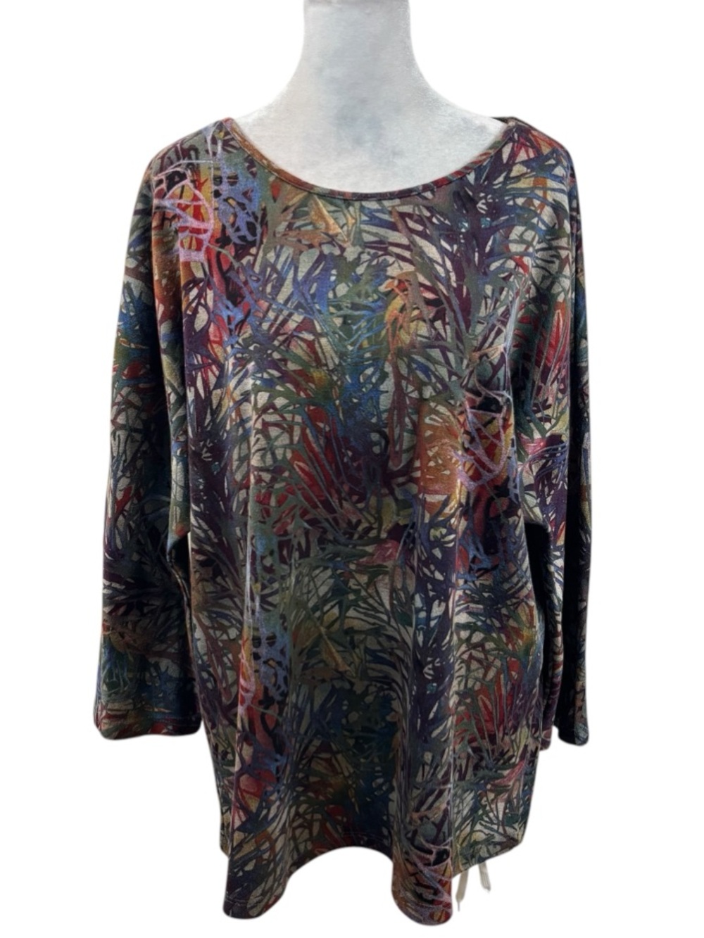 Ladies Pure Essence Brand Printed Long Sleeve Blouse Size Large